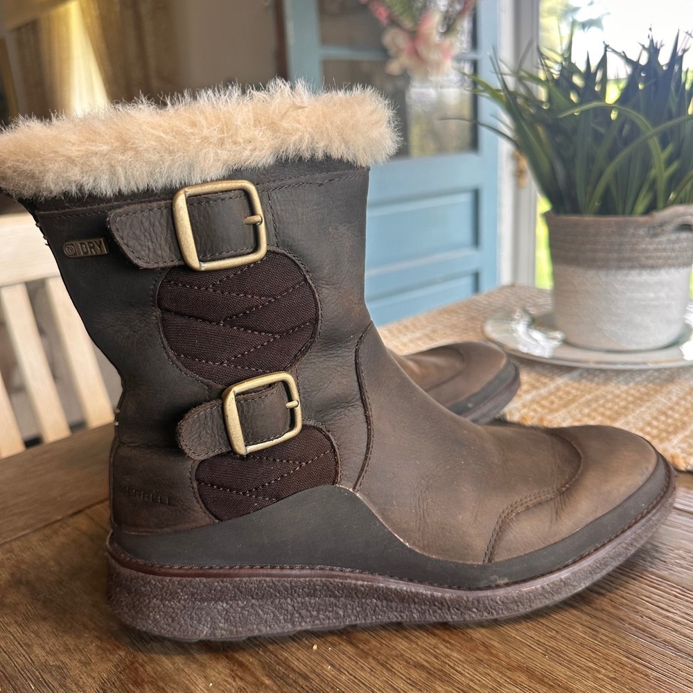 Merrell‎ Waterproof Leather Tremblant Ezra Zip Polar-Espresso Womens Size 7